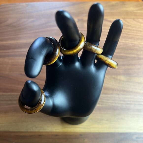 Solid Tigers Eye Ring, Unisex Tigers Eye 7mm Band, Chakra Ring, Size 8 - Picture 1 of 6